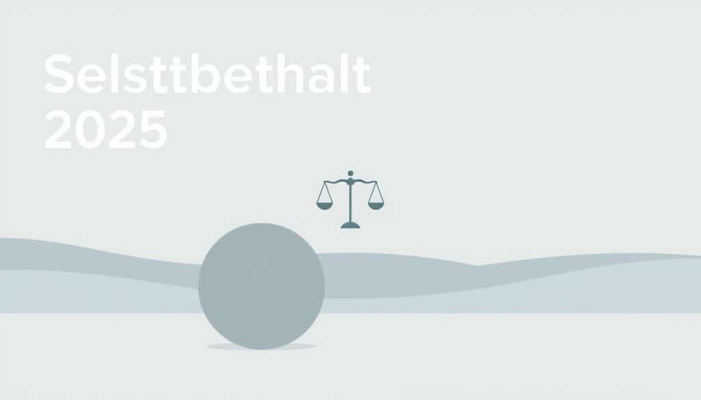 A modern, minimalist illustration depicting the concept of "Selbstbehalt 2025" against a clean, elegantly understated background. In the foreground, a simple geometric shape, perhaps a circle or a square, symbolizes the "Selbstbehalt" or the portion of the expenses that an individual is responsible for before insurance coverage kicks in. This shape is rendered in a muted, neutral tone that evokes a sense of stability and security. The mid-ground features a subtle, yet striking visual metaphor, such as a set of balanced scales or a pair of hands cupping a delicate object, to represent the idea of striking a balance between individual responsibility and social support. The background is a soft, gradient-based landscape in cool, calming hues, creating an atmosphere of thoughtfulness and contemplation. The overall composition is clean, elegant, and visually striking, effectively conveying the concepts of financial planning, security, and balance.
